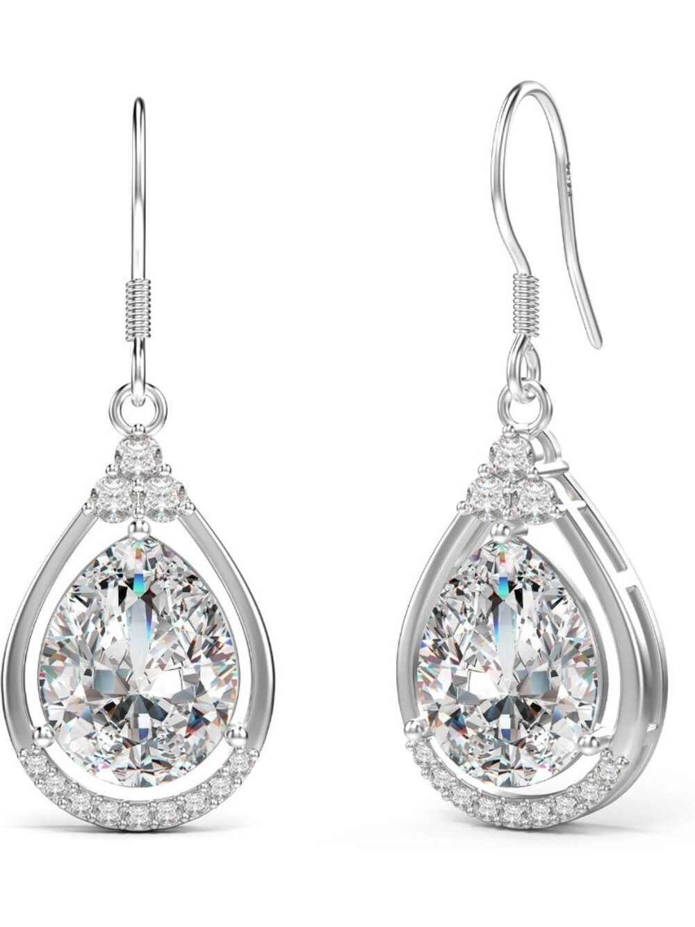 Pear Cut Cubic Zirconia Teardrop Dangle Drop Earrings for Women